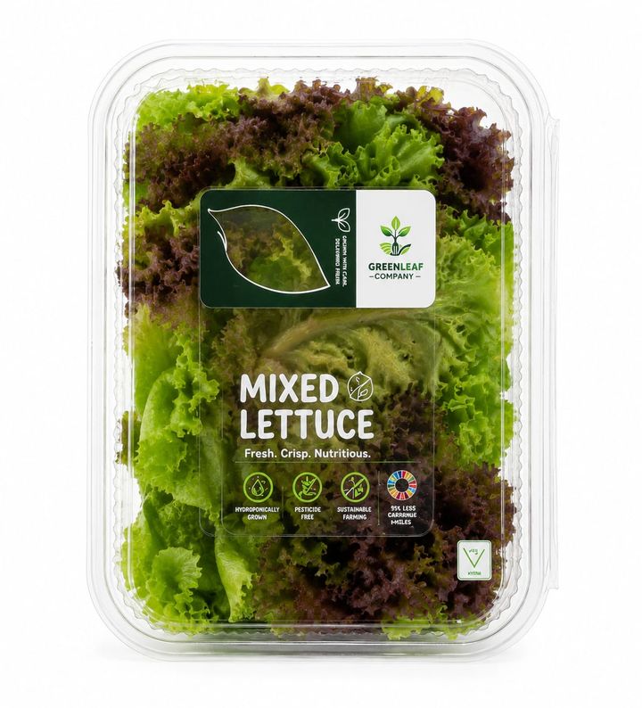 Mixed lettuce leaves featuring green and red varieties, ideal for fresh salads and restaurant dishes.