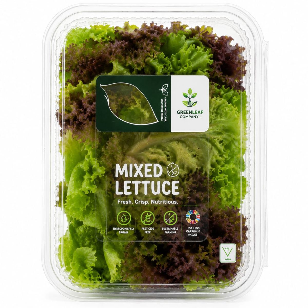 Mixed lettuce leaves featuring green and red varieties, ideal for fresh salads and restaurant dishes.