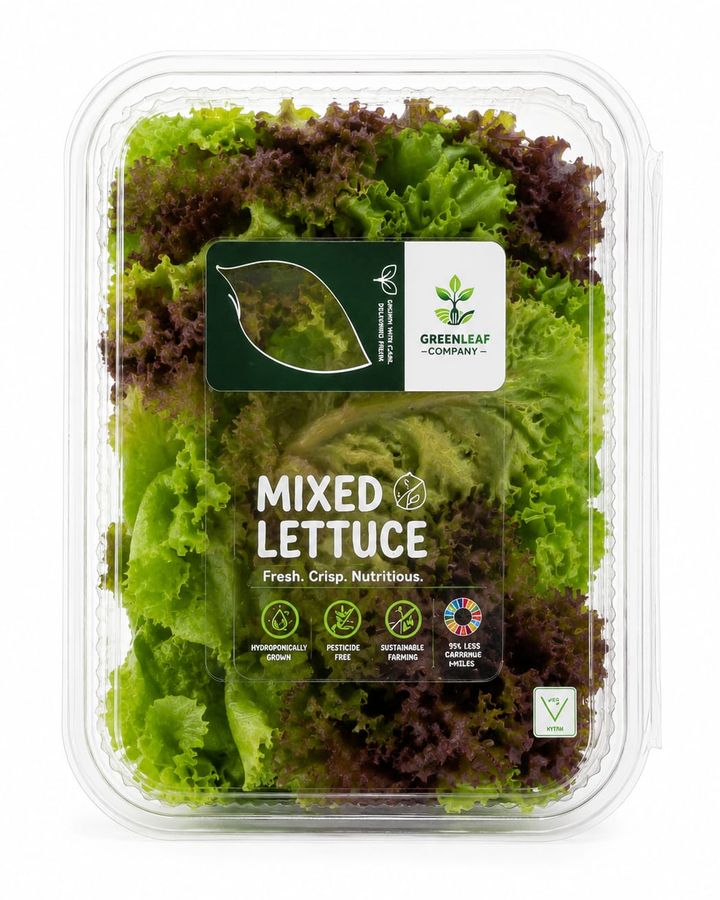 Mixed lettuce leaves featuring green and red varieties, ideal for fresh salads and restaurant dishes.