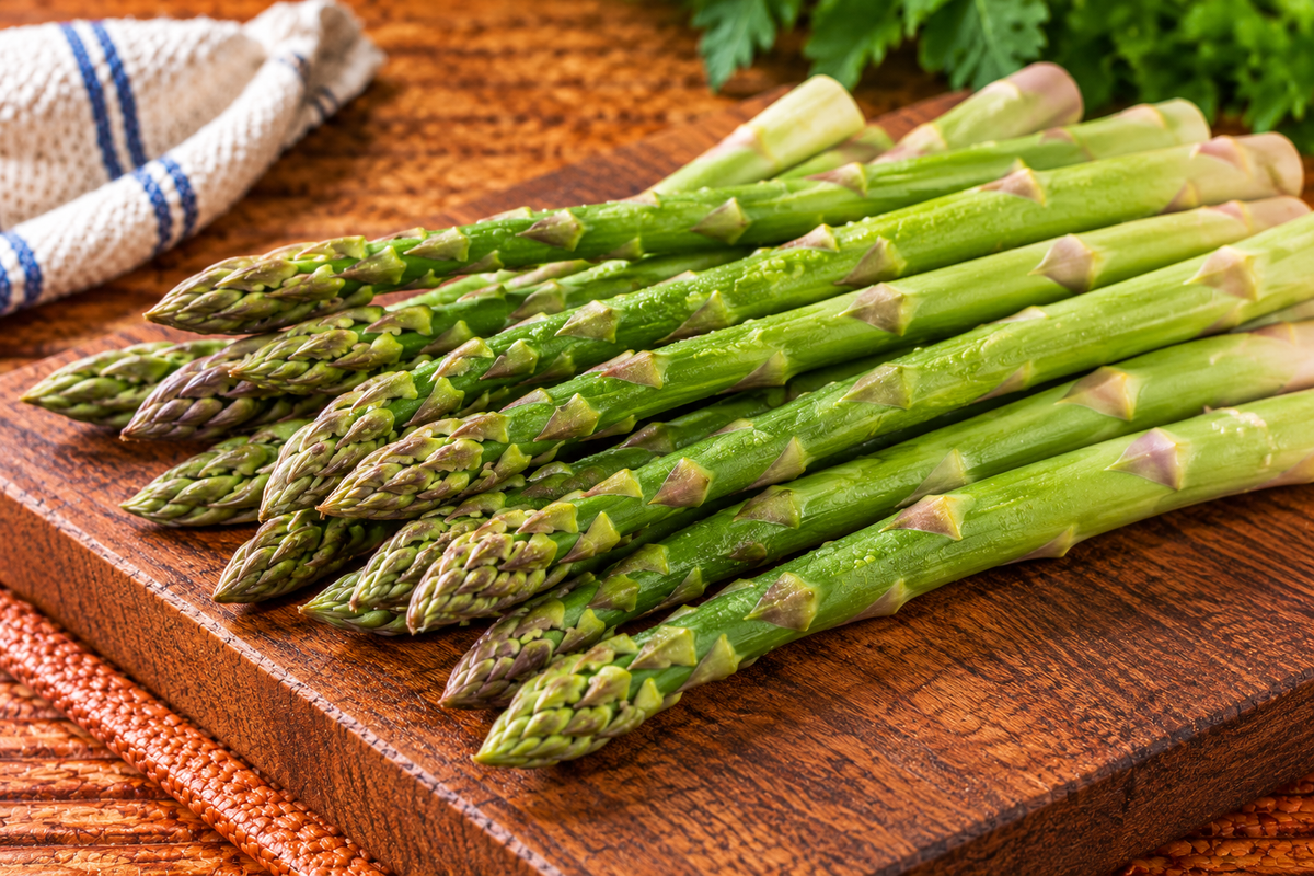 Fresh green asparagus spears with firm stalks and tightly closed tips