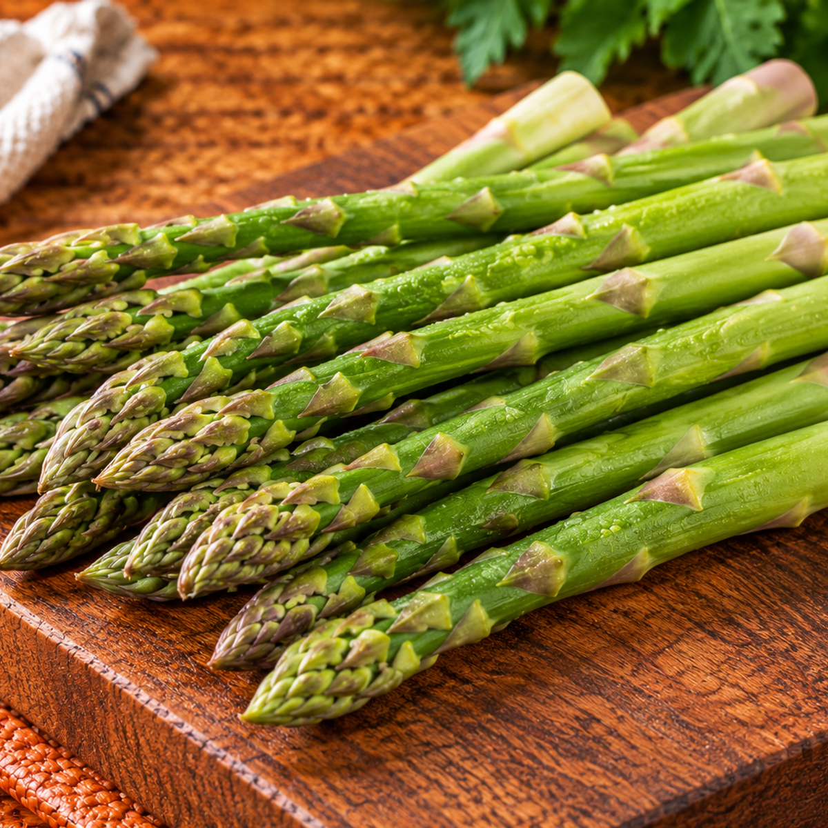 Fresh green asparagus spears with firm stalks and tightly closed tips