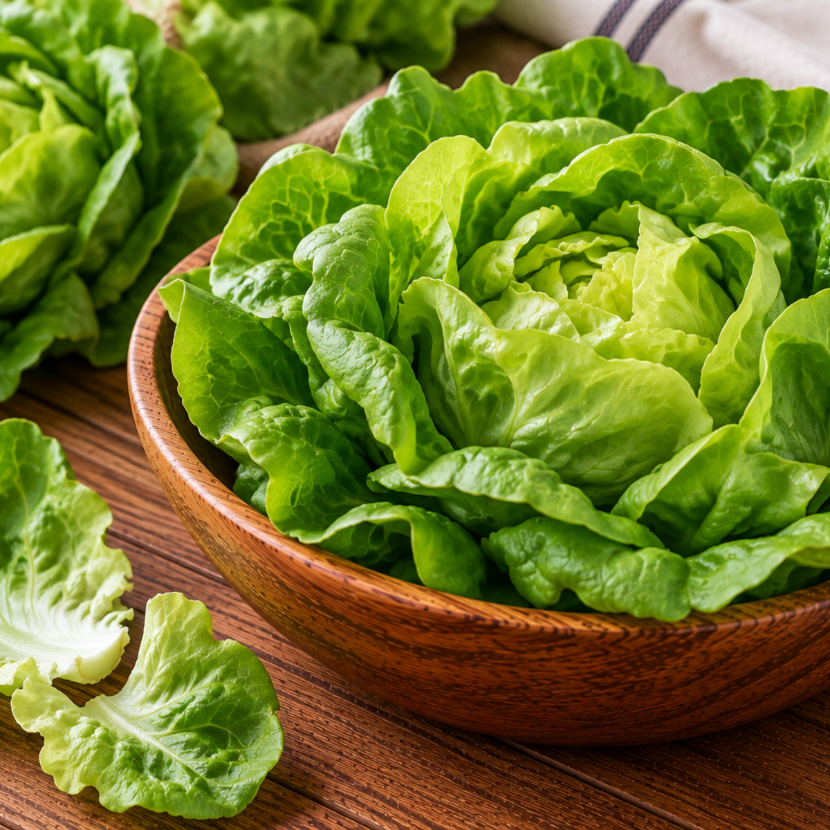 Butterhead lettuce with soft green leaves forming a loose head