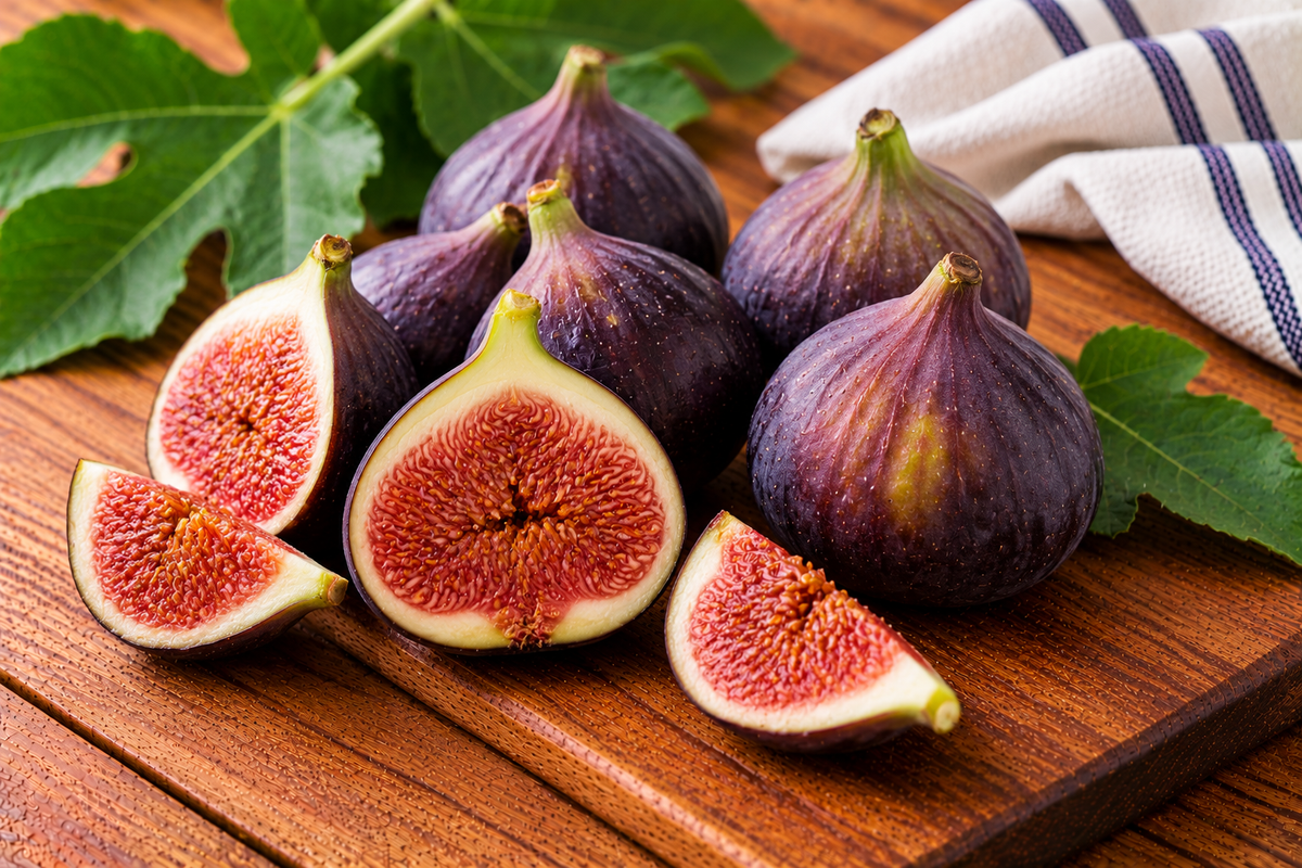 Figs with soft, pear-shaped bodies and purple or green skin