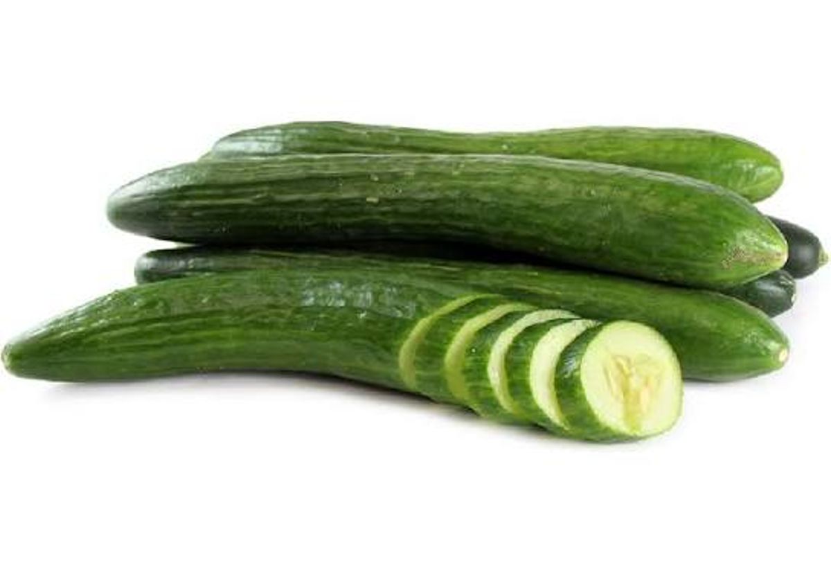 Long English cucumber with smooth, dark green skin