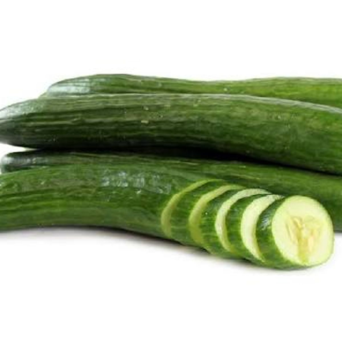 Long English cucumber with smooth, dark green skin
