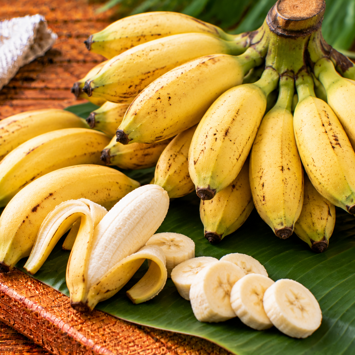Small Yelakki bananas with curved yellow skins