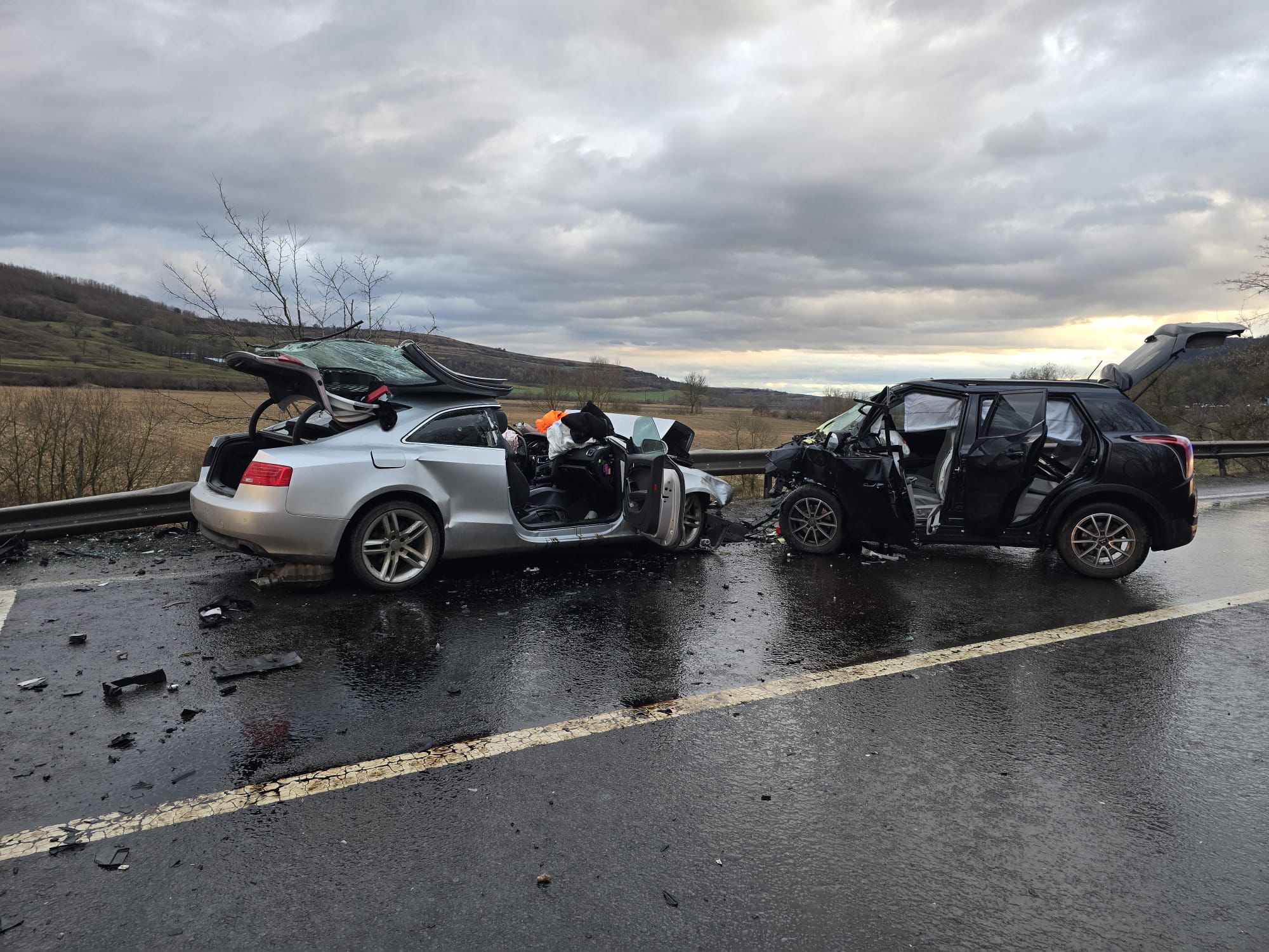 Accident  - victime - DN14 - Sibiu - Agarbiciu -  inconștiente