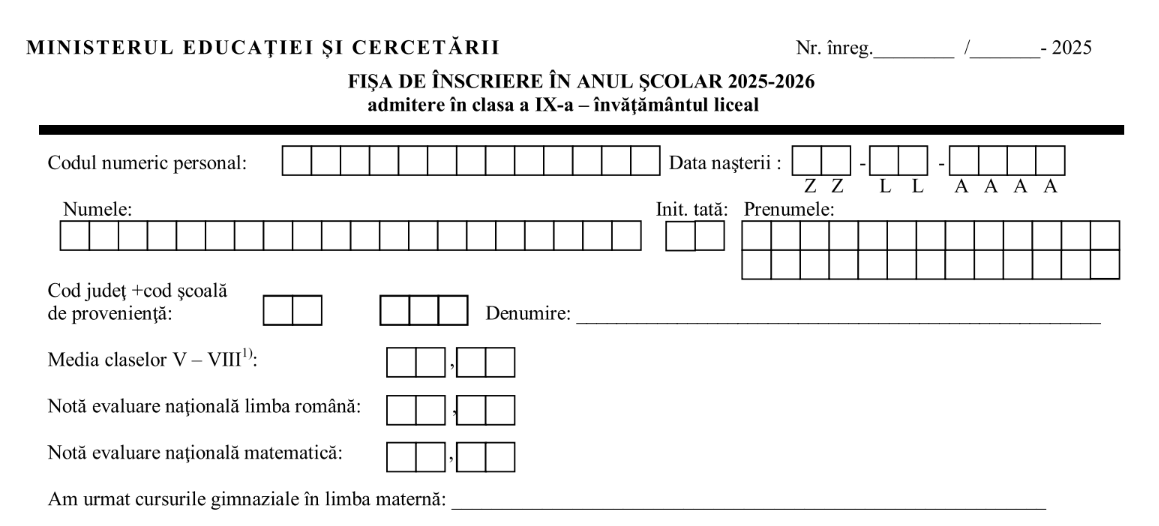 admitere liceu - completare fișe - numar locuri - liceu - clasa a IX- Sibiu 