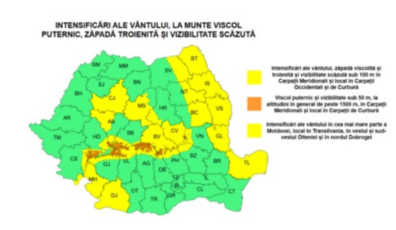  Sibiul - zona montana -  Cod Portocaliu - viscol puternic