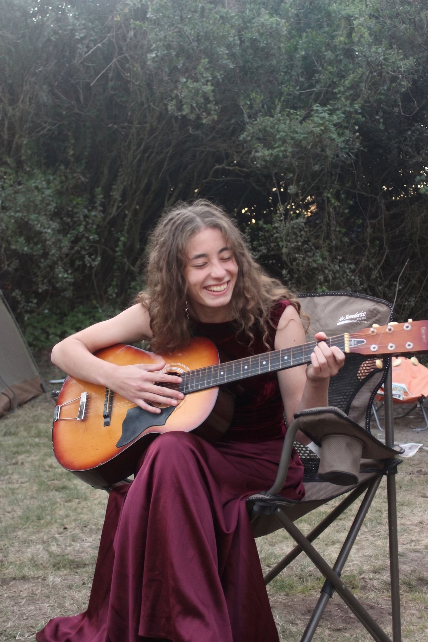 Camping in dress