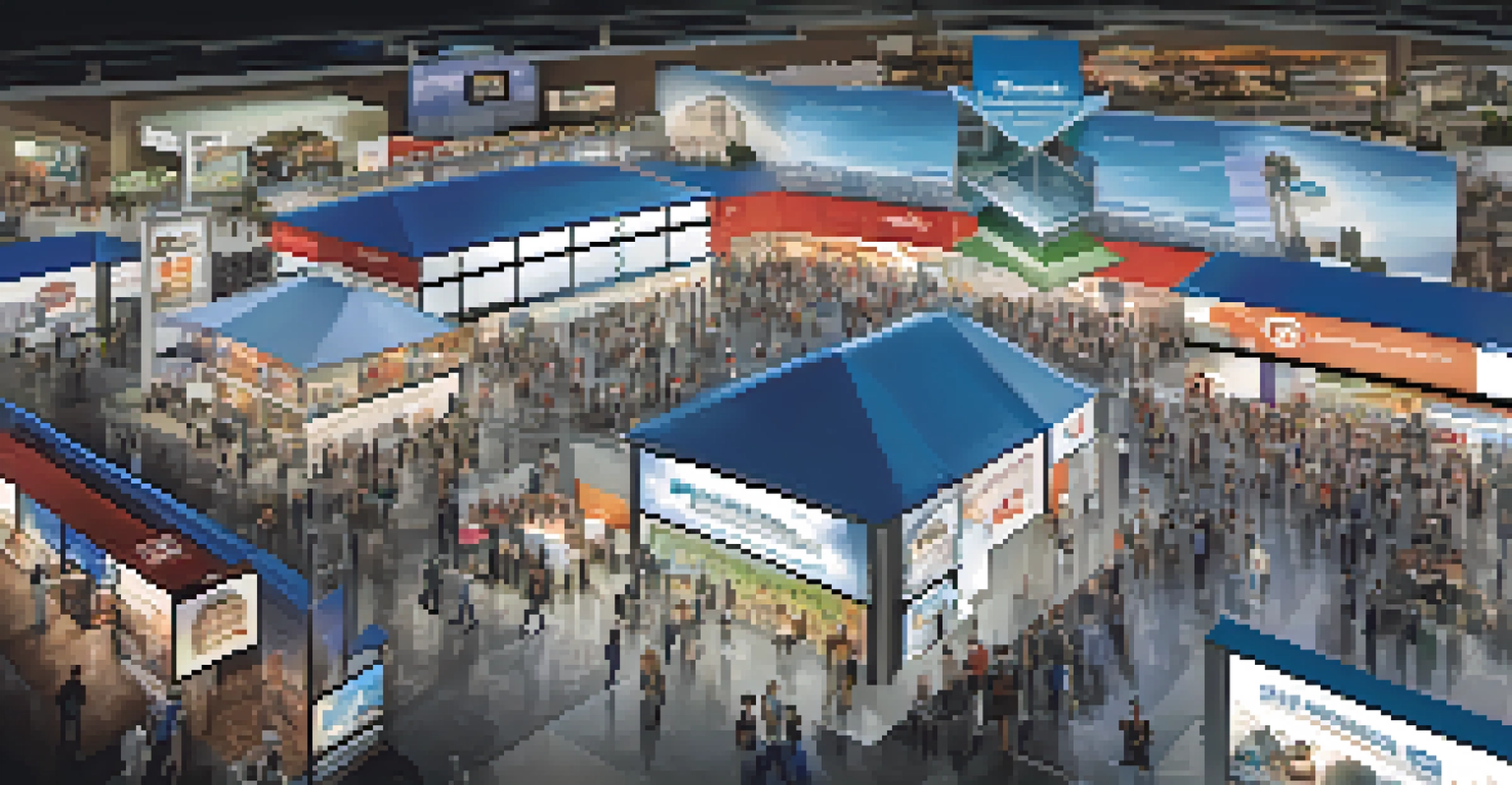 Inside view of a crowded Las Vegas convention center with attendees interacting with various displays.