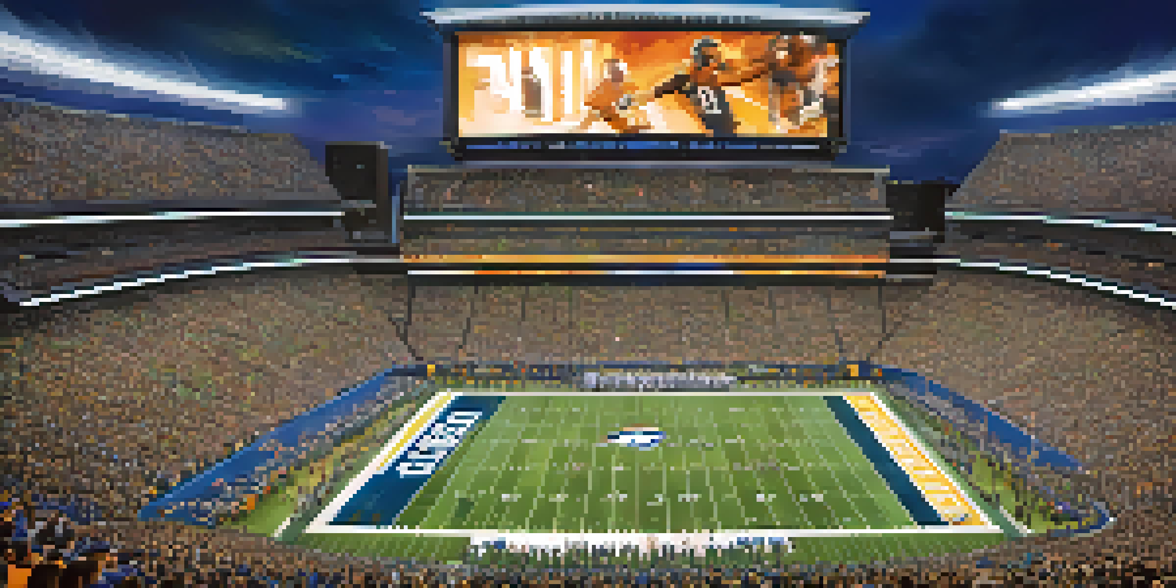 A lively image of Allegiant Stadium filled with enthusiastic fans during an NFL game, with bright lights and a green football field.