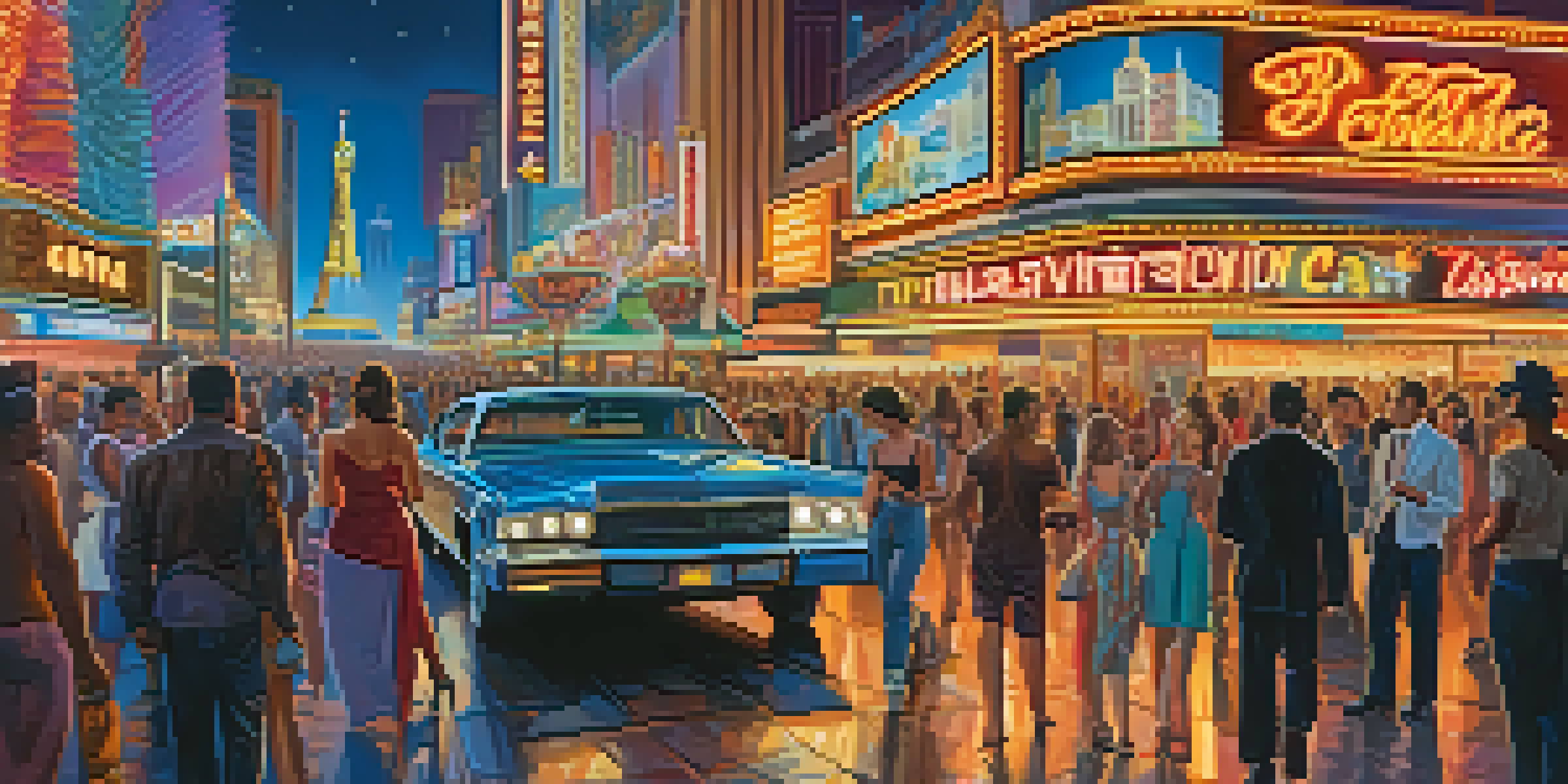 A lively Las Vegas Strip at night, illuminated by neon lights and filled with crowds, portraying the vibrant nightlife of the city.