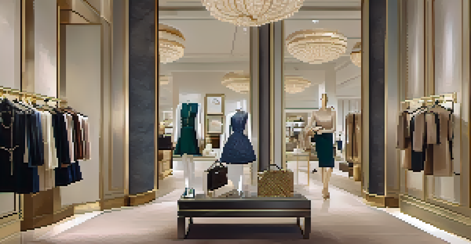 Personal shopping experience in a luxury boutique with a stylist assisting a client.