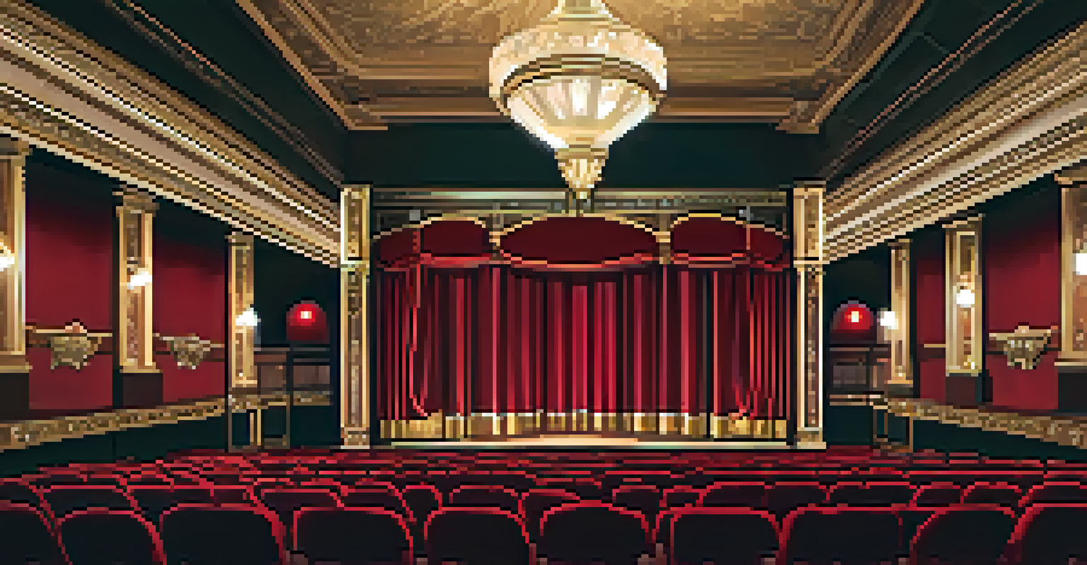 An elegant West End theater interior with plush red seats and warm lighting, creating a cozy ambiance.
