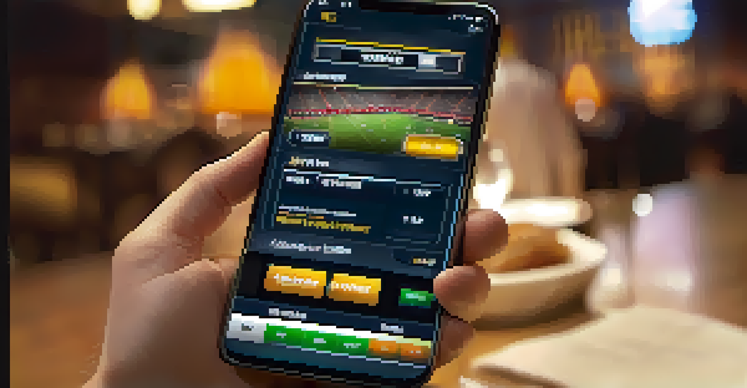 A close-up of a smartphone with a sports betting app open, showing live odds and betting options against a softly blurred background.