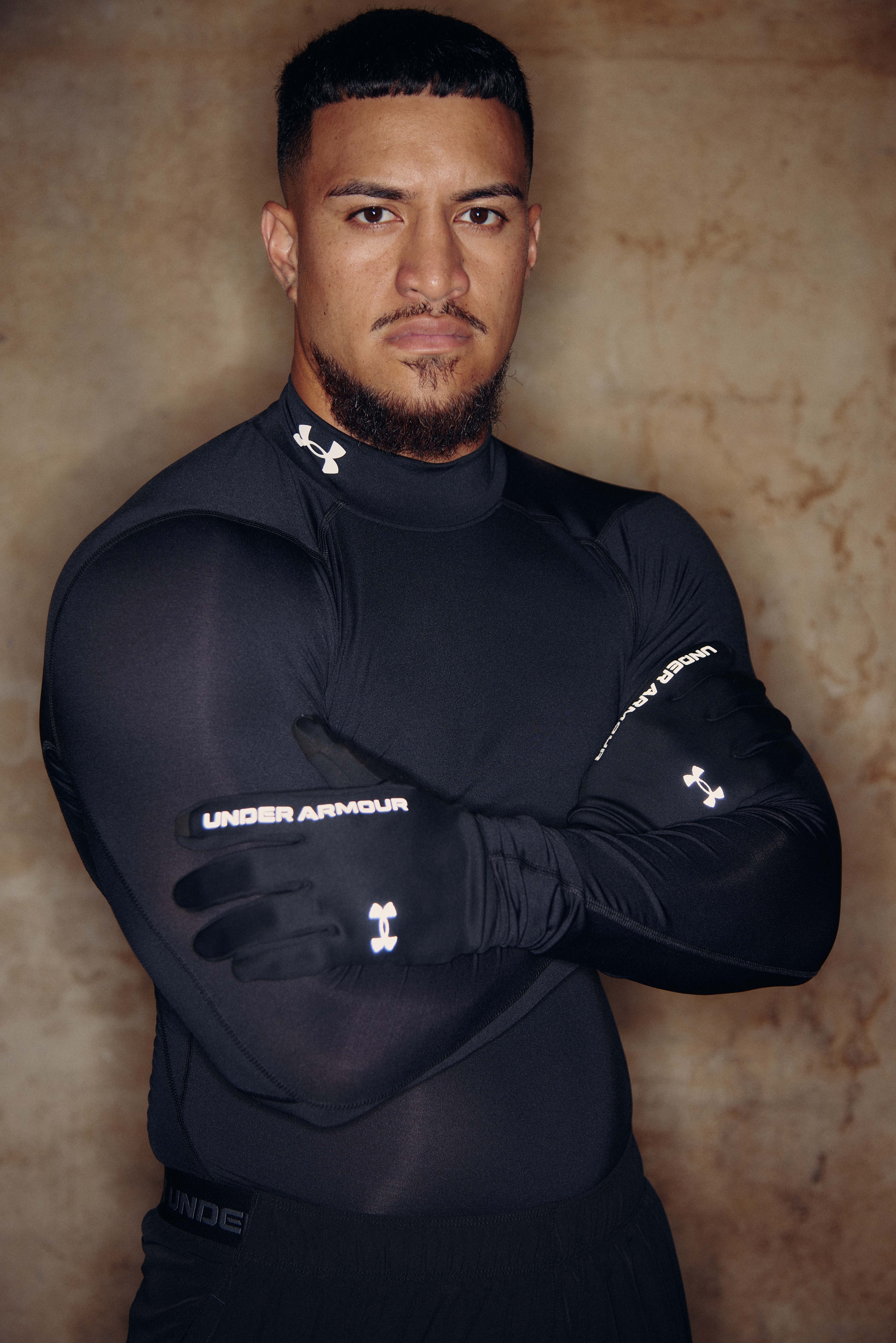 Big man wearing compressive shirt