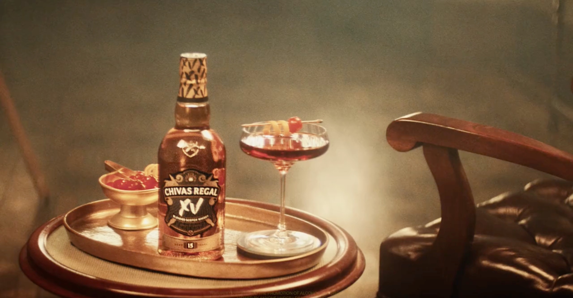 Chivas Regal bottle on table