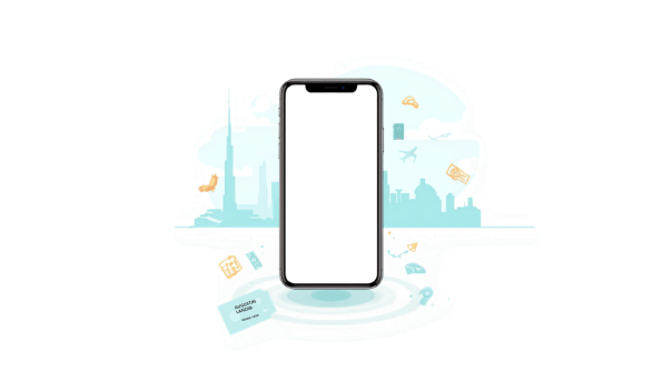Dubai and UAE travel-tech Canva cover for eSIM Tayyor article: Интернет в Дубае для туристов из Узбекистана.