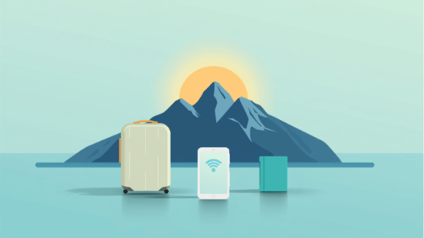 Canva cover for eSIM Tayyor article: eSIM в Таджикистане: Душанбе и поездки из Узбекистана. Smartphone, eSIM and travel elements.