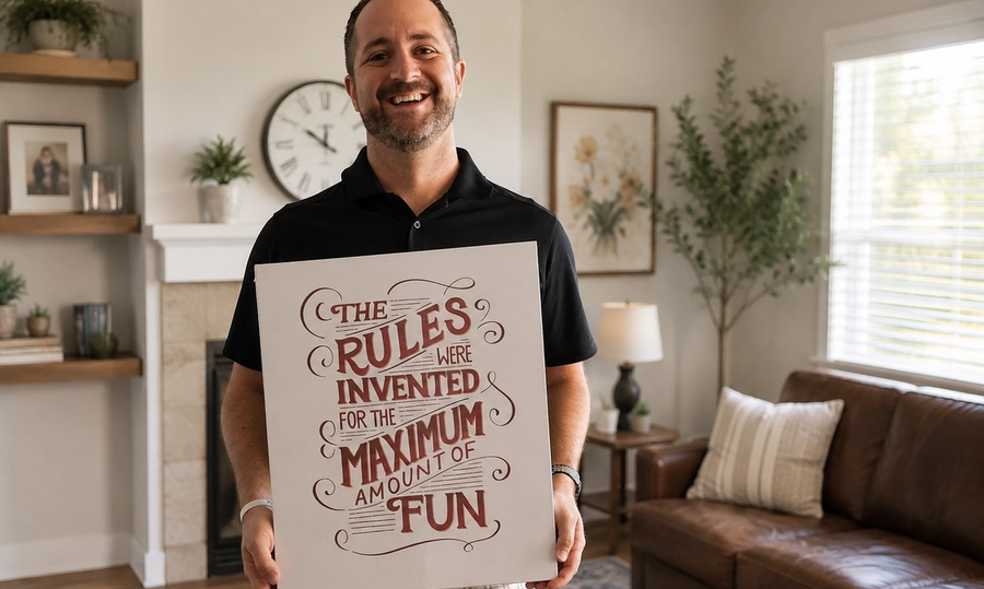 Brandon holding maximum amount of fun picture.