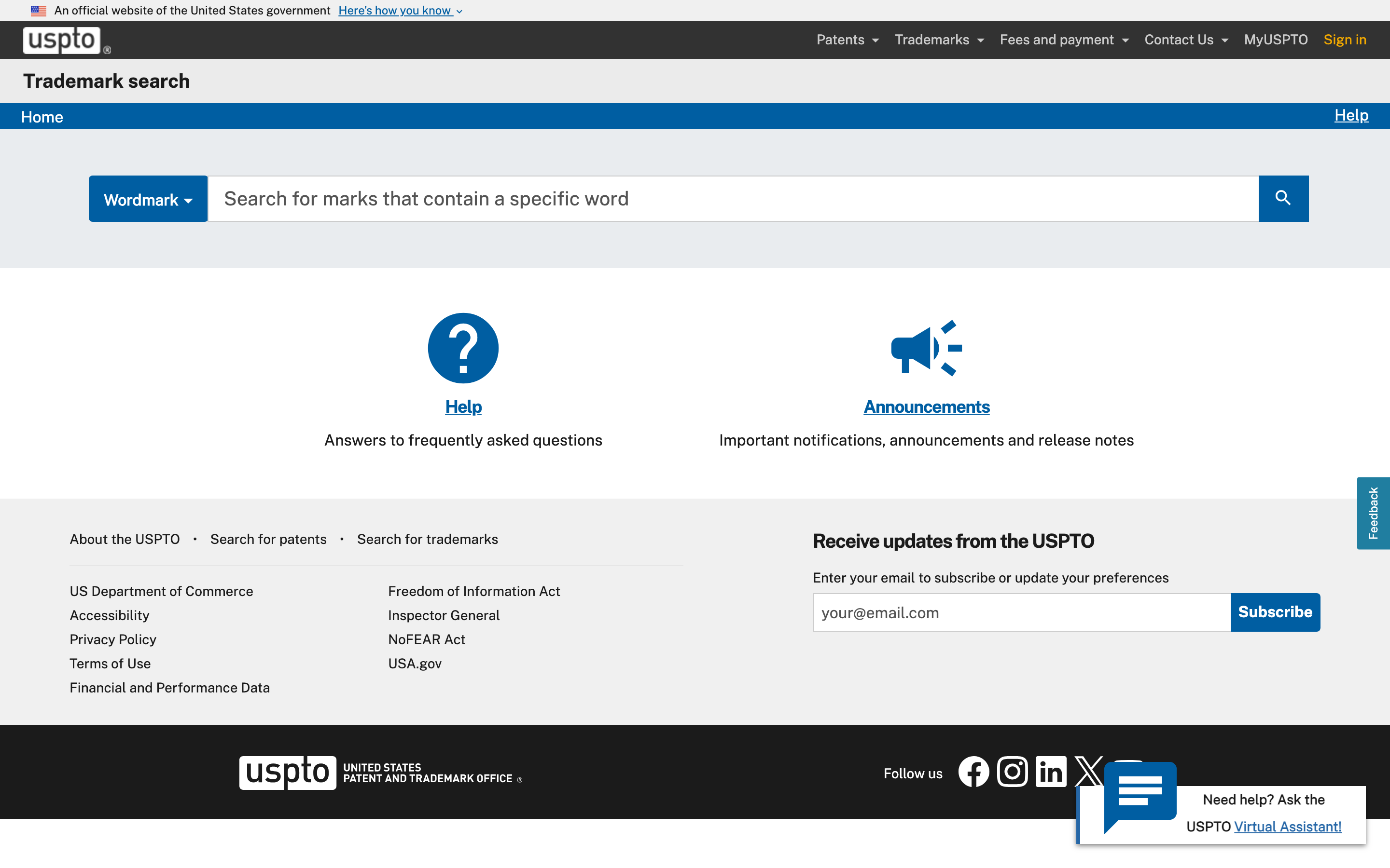 The USPTO's new Trademark Search interface at tmsearch.uspto.gov