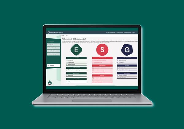 Forside og tre eksempler på indholdssider i ESG-rapport
