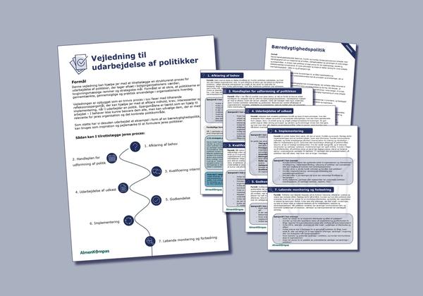 Seks siders indhold fra 'Vejledning til udarbejdelse af politikker'