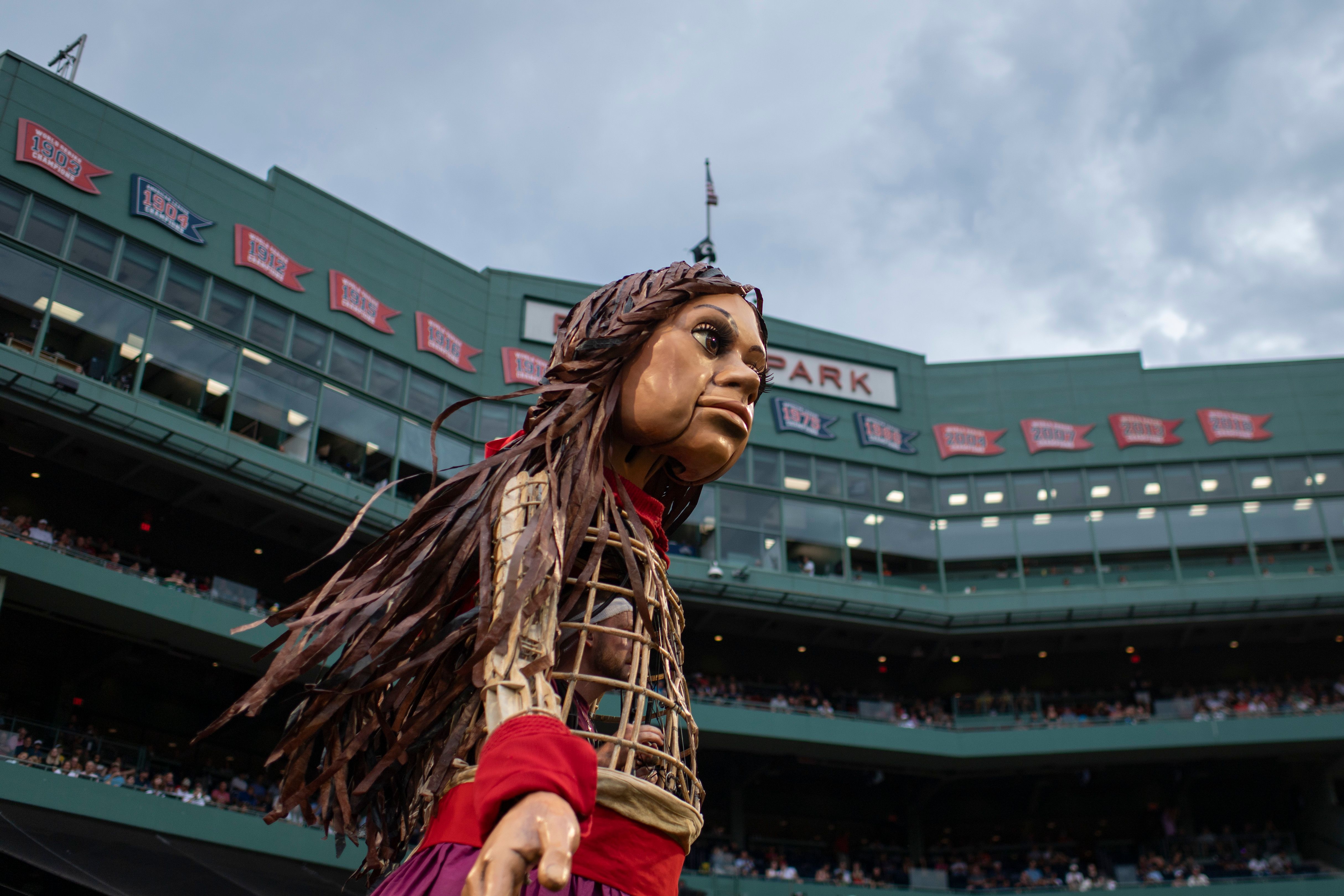 Little Amal at Fenway Park