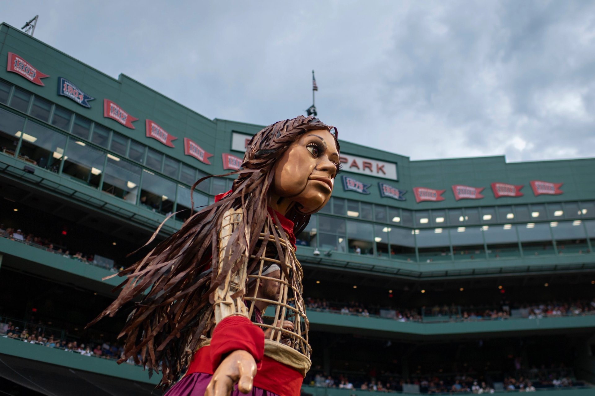 Little Amal at Fenway Park