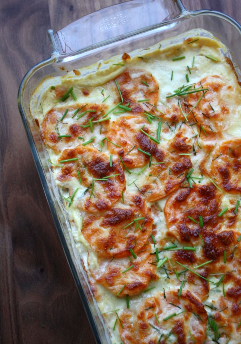 Fløtegratinerte søtpoteter