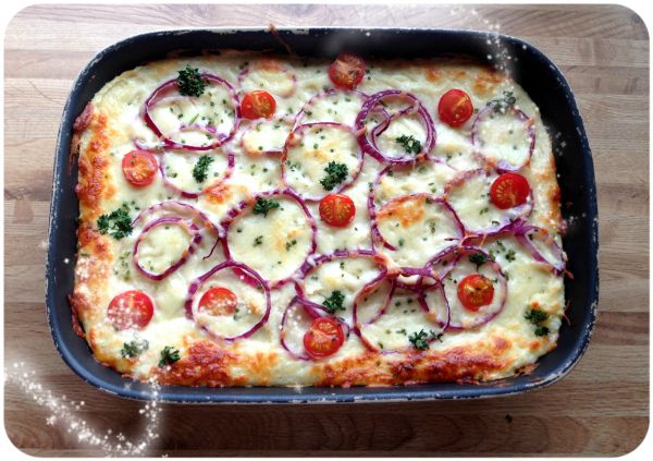 Oppskrift; grønnsaksgrateng med karbonadedeig
