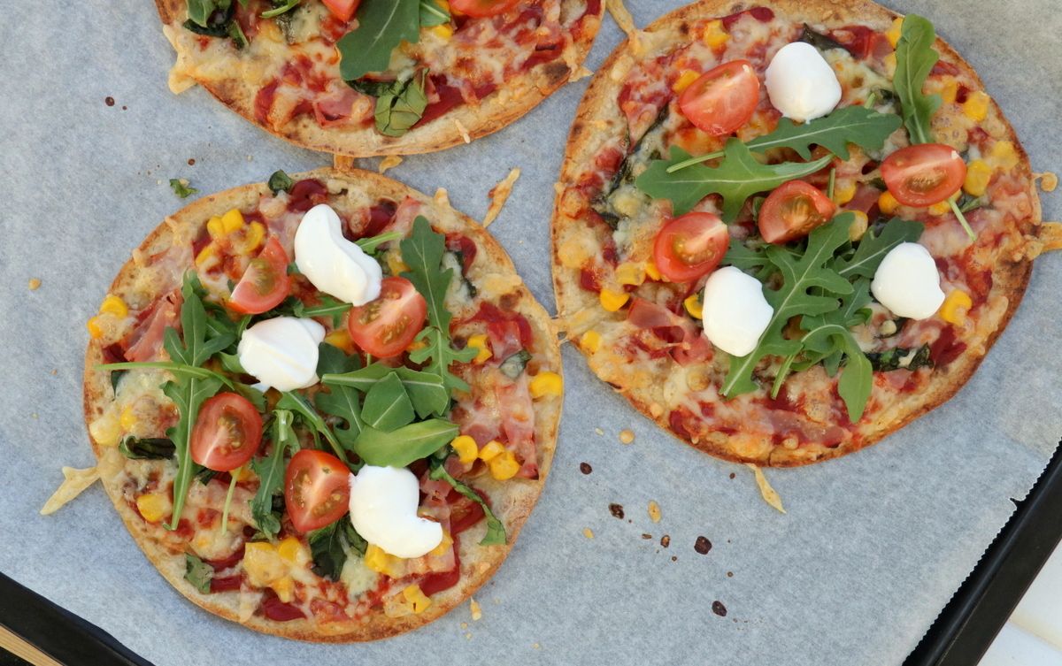 Enkel lompepizza med skinke