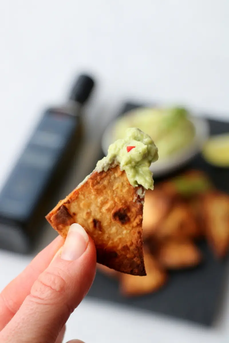 Lompechips med guacamole-dip!