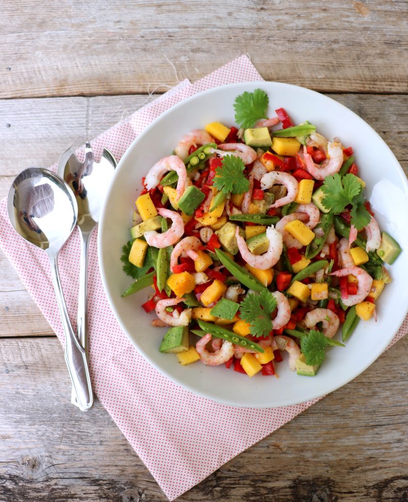 Skalldyrsalat med mango og avokado