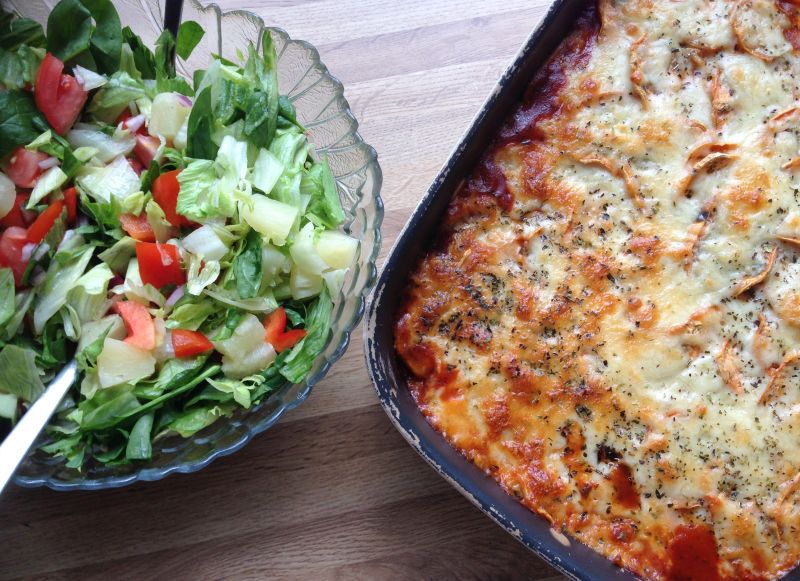 Heimelaga moussaka med søtpotet