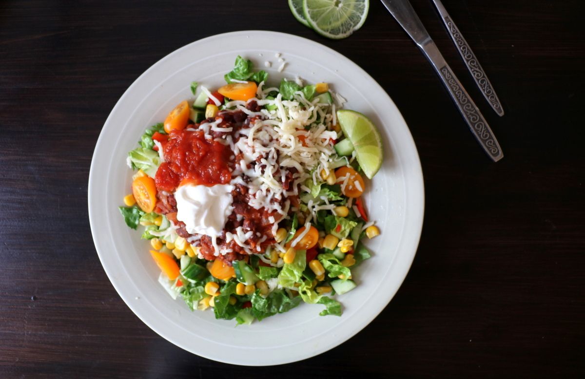 Taco med bønnestuing