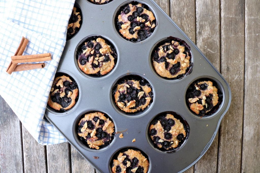 Grove, enkle frukostmuffins med blåbær