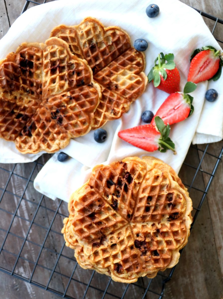 Søtpotetvafler med sjokoladebiter