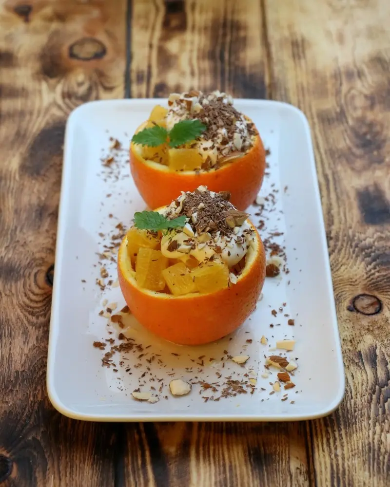 Fylt appelsin – frisk og enkel dessert!