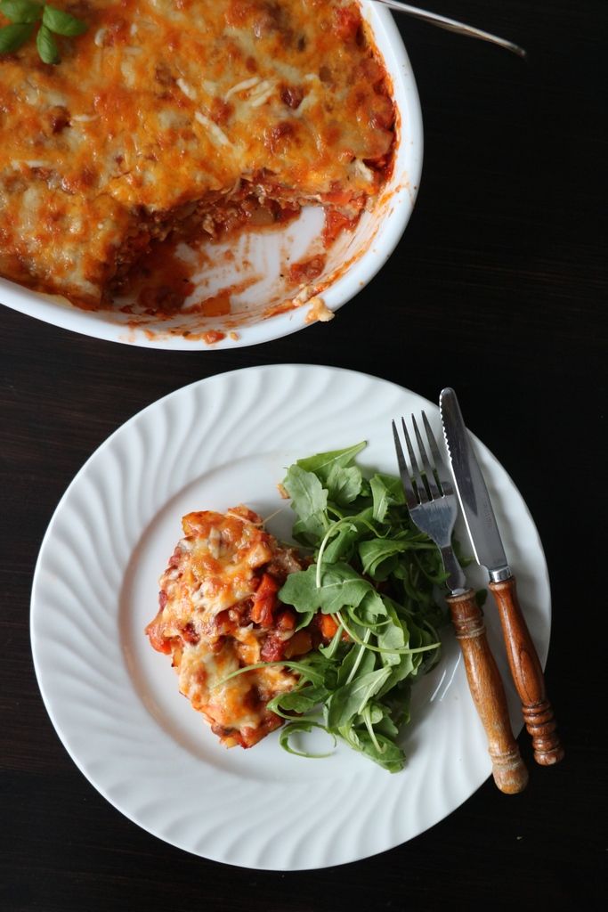 Vegetarlasagne med linser