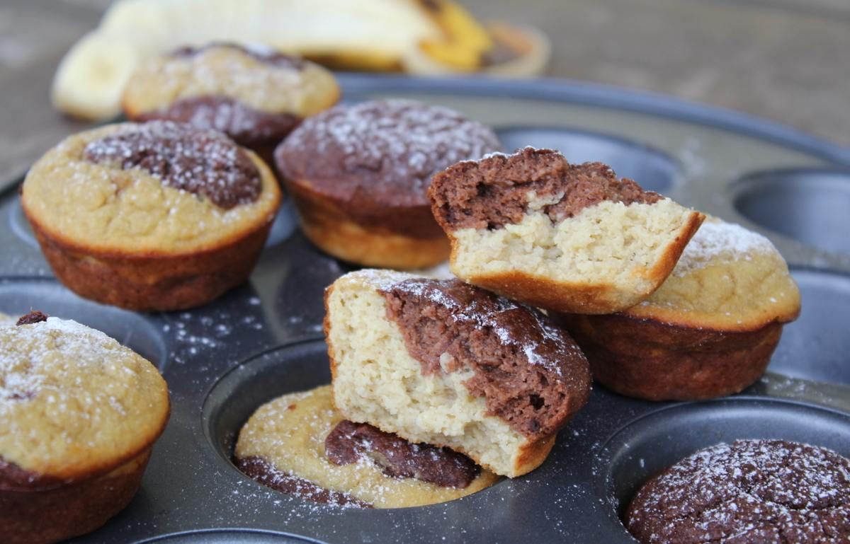 Sjokolade- og bananmuffins
