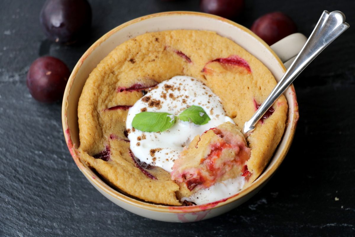 Sukkerfri plommekake i kopp på 1-2-3