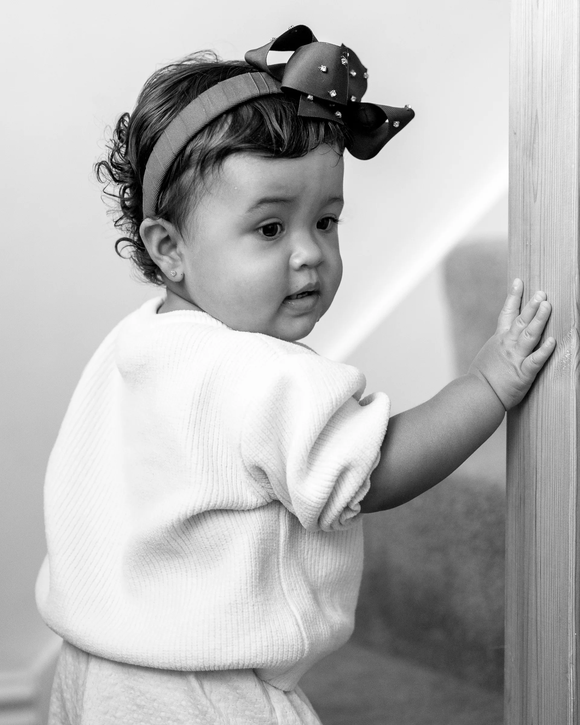 baby girl walking around her sweet home 