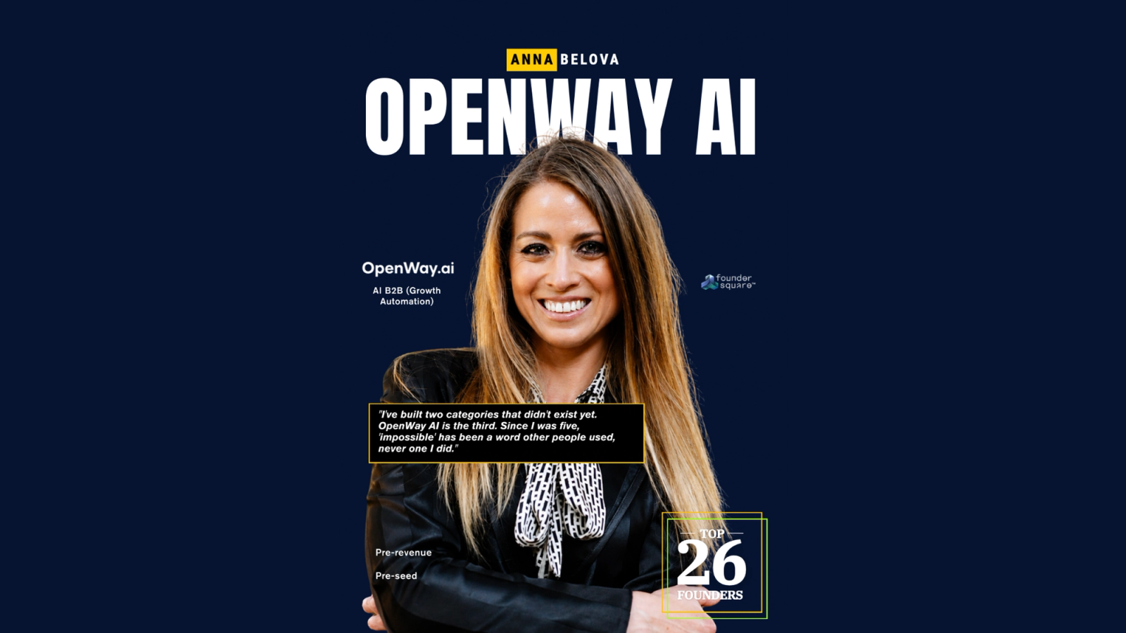 OpenWay AI Founder Anna Belova Named One of the Top 26 Founders in Founder Index