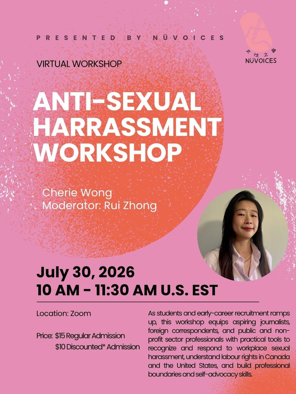 NüVoices Anti-Harassment and Bystander Intervention Workshop with Cherie Wong