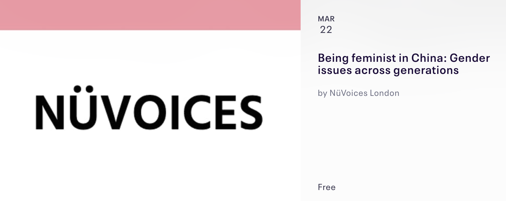 NüVoices invites you to our London Launch Wanel "Being feminist in China: Gender issues across generations"
