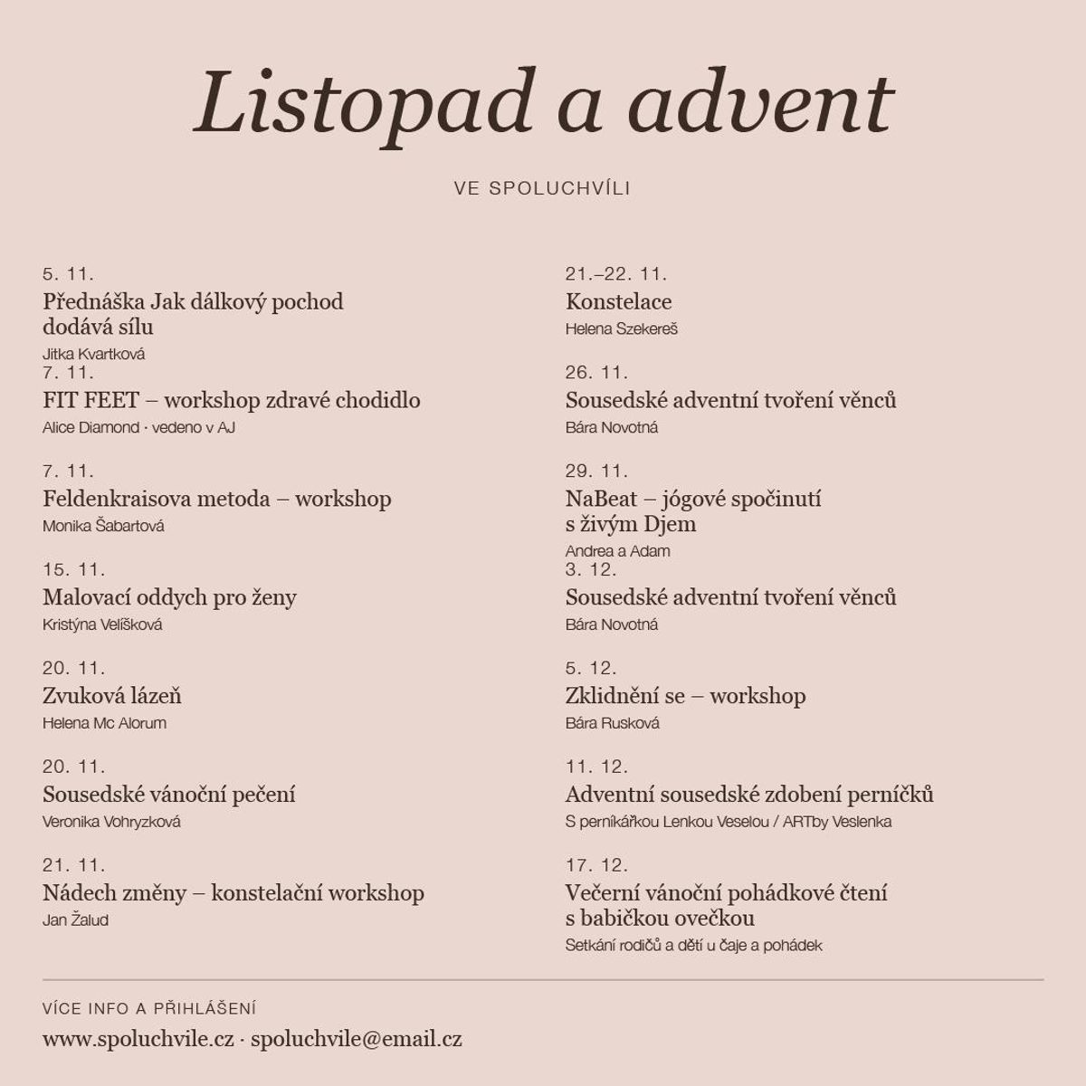 program listopad a advent