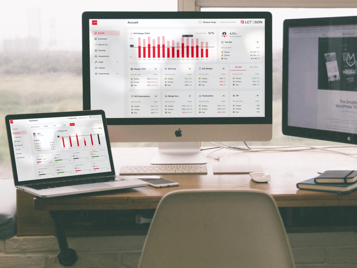 L'intranet de LCT ouvert sur un écran de bureau