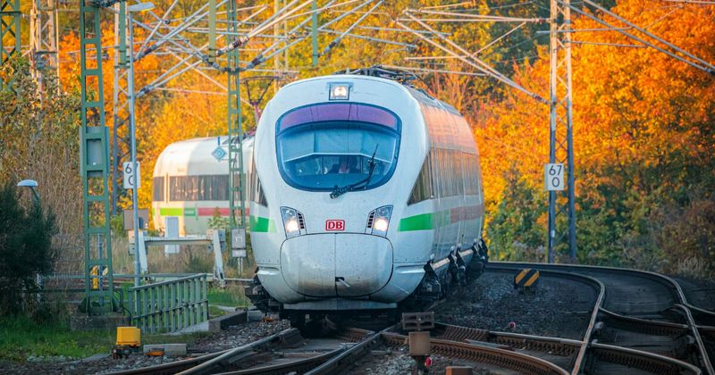 Germany Deutsche Bahn ICE high speed train — Frankfurt airport direct rail connection from India flights to Germany 2026.